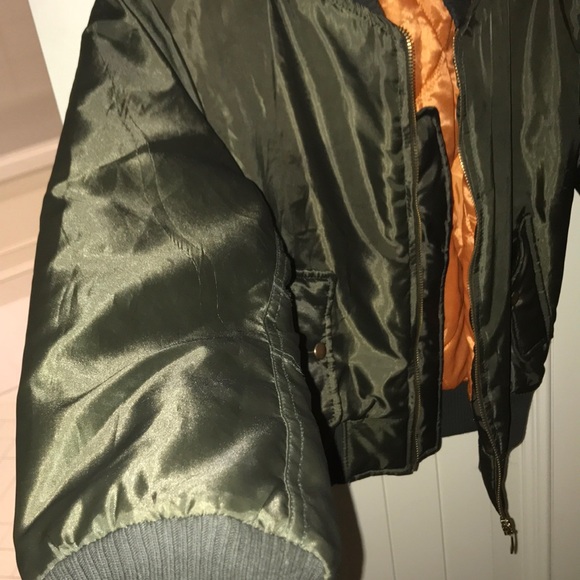 dark green khaki girls bomber jacket - Picture 4 of 4